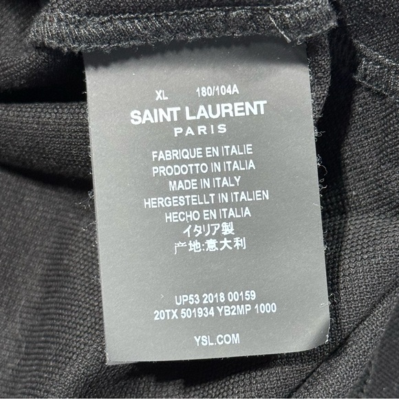 Saint Laurent Polo Shirt Mens Medium Slim Fit Black Italy Designer YSL Paris - Picture 6 of 8